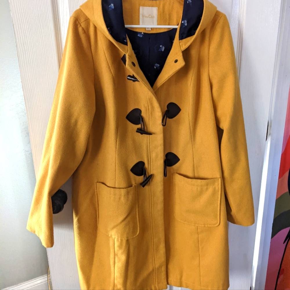 Modcloth Toggle Coat with heart details Mustard XL